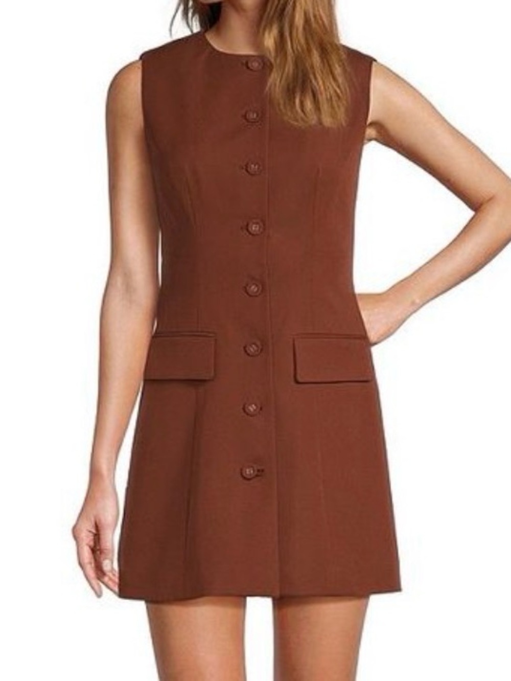 Antonio Melani Button-Front Brown Mini shift dress